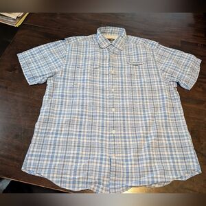 Vineyard Vines Performance Harbor Short Sleeve Shirt, Mens Large, Blue/White